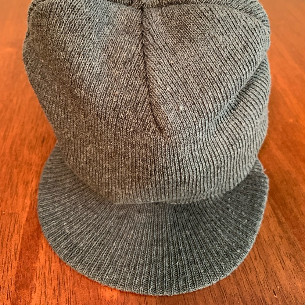 Gray Knit Beanie with a Visor